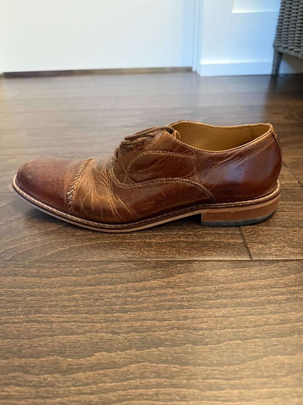 Joseph Abboud Cognac leather wingtip brogue oxfords - Men's 9